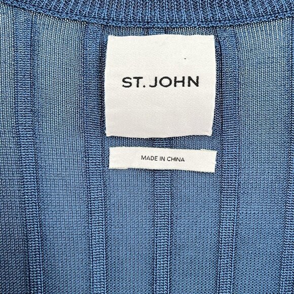 St. John Knit Women's Cardigan Blue Large V‎ Neck Long Sleeve - Picture 4 of 7